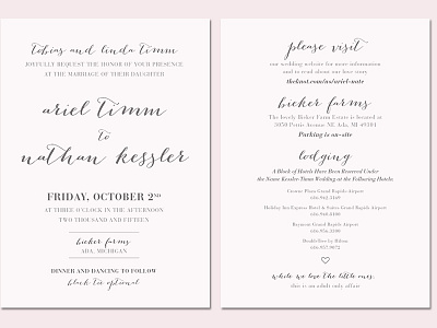 Wedding Invite bauer bodoni bombshell calligraphy font print wedding invite