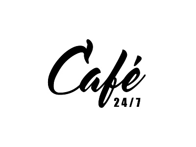 Cafe Twenty Four Seven Logo brush cafe logo re branding scropt seven twenty four
