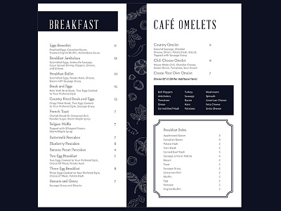 Cafe 24/7 Menu breakfast cafe design food menu print restaurant sqaure