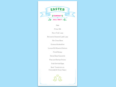 Easter Sunday - All Day Menu card casino easter holiday menu michigan print special