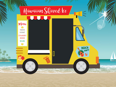 Hawaiian Shaved Ice Truck food truck hawaii ice cream illustration shaved ice summer