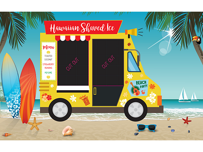 Shaved Ice Truck Booth Final food truck hawaii ice cream illustration shaved ice summer