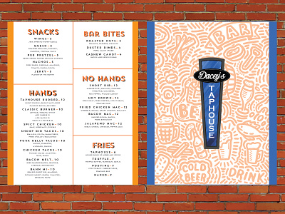 Dacey's Taphouse III beer food menu print restaurant taphouse