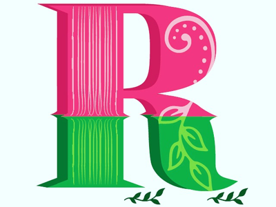 R design flowers letter nature roses shape