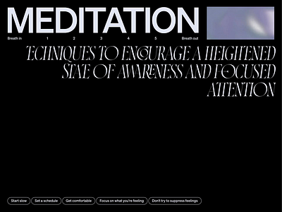 Meditation art direction branding layout typography ui web