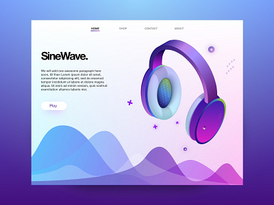 SineWave Landing page design gradient design illustration isometric design isometric illustration landing page design webdesign