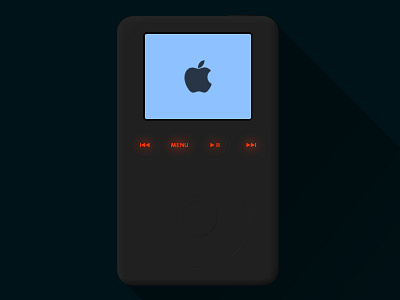 3rd Generation iPod at Night apple backlight blue flat glow illustrator ipod music night pixelmator red