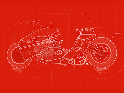 Kaneda's Bike Blueprint akira anime bike blueprint motorcycle pixelmator red sketchbook pro