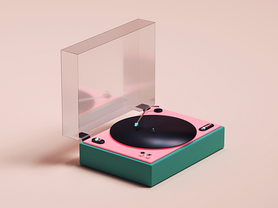 Rocord Player cinema4d cute design illustration modeling octane render record player render