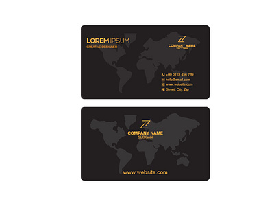 Black and Golden Color Business Card Template