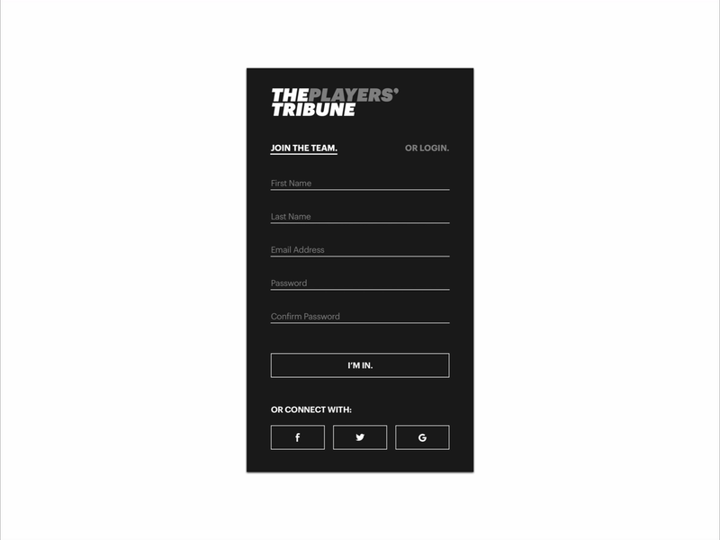 Daily UI Challenge 01 daily ui challenge log in players tribune sign up