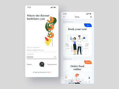 Restaurant app app clean concept delivery app design food food and drink food app food app ui log in minimal mobile mobile ui online food online store restaurant ui ui ux ui design ux design