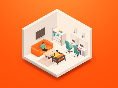 Healthy and Safe Workplace app illustration clean colors creativealiens design employee flat gradient illustration illustration art illustrations isometric isometric design isometric illustration office vector web illustration website workplace