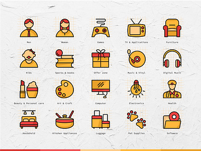 Coloured icons for e commerce