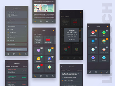 LPU touch dark screen design android app app design app ui application concept dailyui design drawing interface ios mobile mobile app design mobile ui product design redesign student ui ui ux ui design