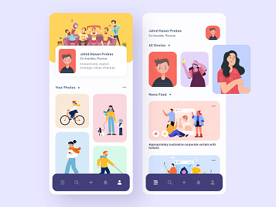 Photo Sharing App app app design application concept home homepage image mobile mobile app mobile app design mobile design mobile ui newsfeed profile profile page ui ui ux ui design uidesign uiux