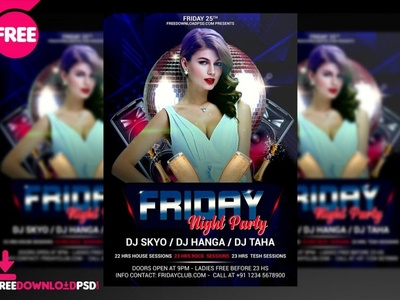 Friday Night Party flyer PSD Template