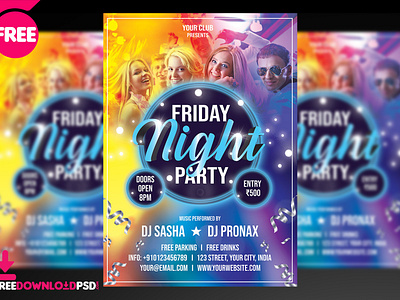 Friday Night Party Flyer PSD