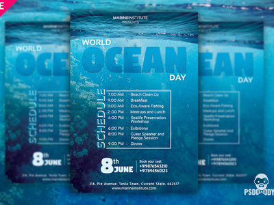 World Ocean Day Flyer + Social Media Free PSD Template