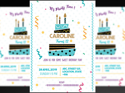 Birthday Party Invitation PSD Flyer+ Social media Post birthday birthday party birthday party flyer birthday party invitation flyer birthday party invite birthday party social media post social media social media post