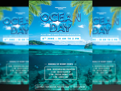 Ocean Day Flyer + Social Media Post flyer international ocean day ocean ocean cleaning ocean cleanup ocean day ocean day flyer ocean day social media ocean life social media social media post