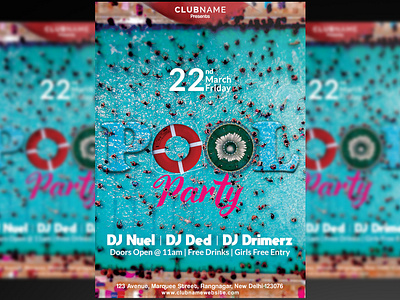 Pool Party Flyer Free PSD Template