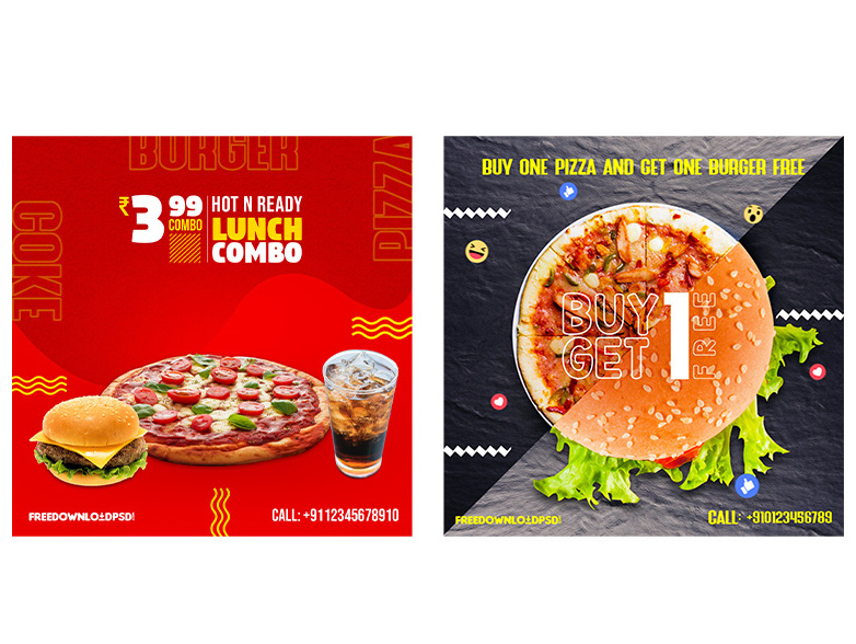 Pizza Burger Combo Social Media by PixelSquad on Dribbble