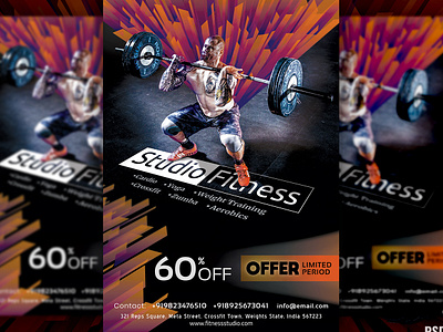 Gym Fitness Flyer + Social Media Free PSD Template fitness fitness flyer fitness social media fitness studio flyer gym gym fitness flyer gym flyer gym social media gym studio health offers social media social media design