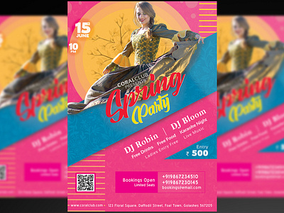 Spring Party Flyer + Social Media Free PSD Template flyer flyer design party party flyer party social media social media spring break spring celebration spring party spring party flyer spring party social media spring social media springtime