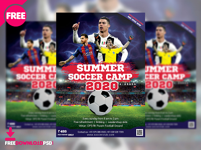 Summer Soccer Camp Flyer Free PSD