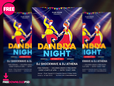 Dandiya Night Flyer Free PSD