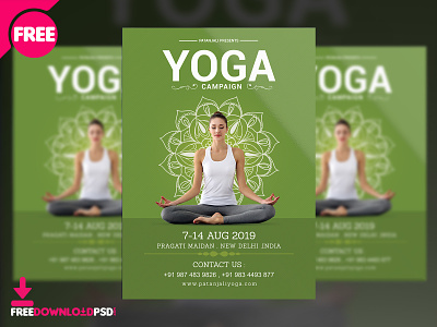 Yoga Campaign Flyer Free PSD design flyer flyer design free free psd yaga camp yoga yoga flyer design