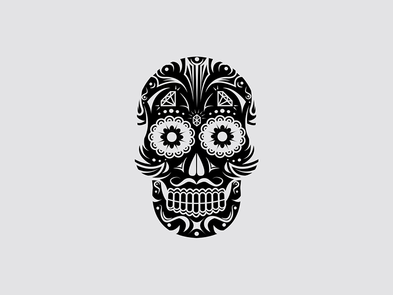 Mexican skull black brand calaca gif illustration mexican mexico skull white