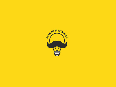 Franco Elettricità art brand branding design font illustration lamp light logo logodesign logotipo logotype mark minimal mustache typography yellow