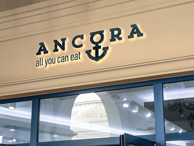 Ancòra facade anchor brand brandidentity branding corporate design facade font identity logo logodesign logotype mark minimal mockup seafood signage slab stationery typography