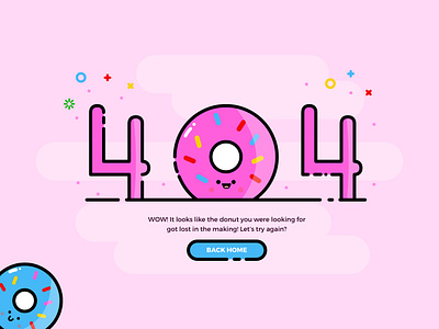 Daily UI Challenge #008 - 404 Page 404 404 page challenge accepted daily ui donut donuts illustration mbe style mbestyle pink ui