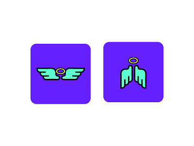 Angel icons (pre-mock) angel brand branding brandmark flat flat design icon icon design illustration logo logo design wings