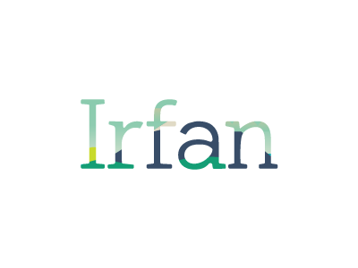 Irfan wordmark brand branding brandmark identity landscape lettering logo mask slab serif wordmark