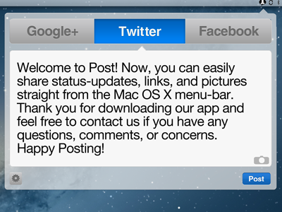 Post (Revised) app application mac mac os mac os x menu menu bar social ui ui design ux