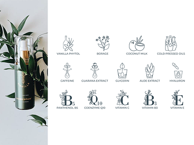 Icons set for natural cosmetics in linear style