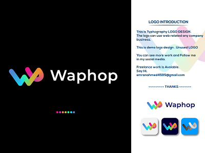 Waphop LOGO DESIGN abstract animation app branding color company icon identity illustraion logo logodesign mobile print product design technology typography ui web design wp logo