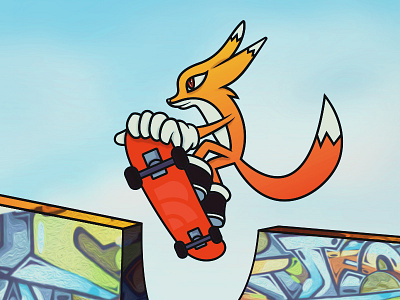 Skater Fox (character design challenge) art design fox graphic illustration illustrator