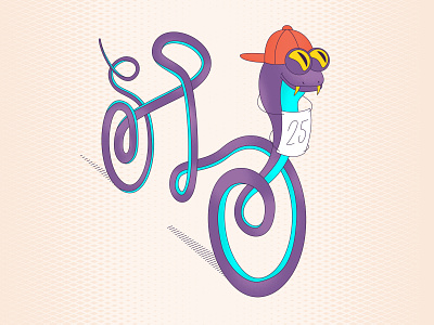 They told me that a snake can never ride a bike. animal character illustration illustrator texture
