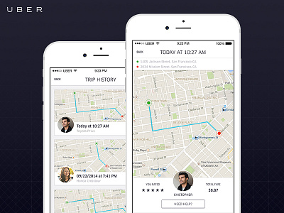Uber iOS - Trip History app design ios mobile uber ui ux