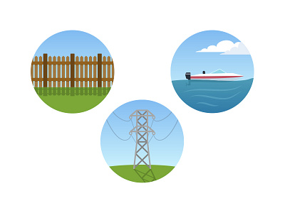 Utility Icons boat fence flat icons illustration pole post sky utility water