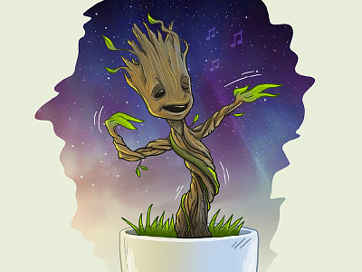 Baby Groot art disney galaxy groot guardians illustration marvel plant stars superhero tree