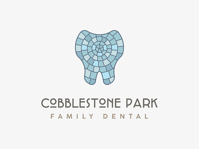 Cobblestone Park Dental Logo brand cobblestone dental dentist icon identity logo orthodontist teeth tooth