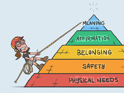 Tower of Maslow cartoon climber climbing comic culture hierarchy illustration maslow needs psychology repel self