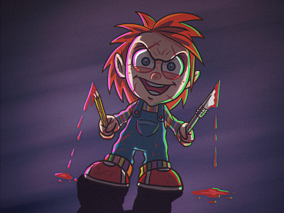 Good Guy Designer 80s cartoon chucky doll exacto illustration killer pencil play scary spooky