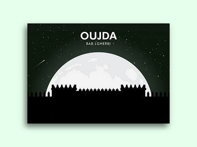 Illustration city illustration monument moon oujda stars vector